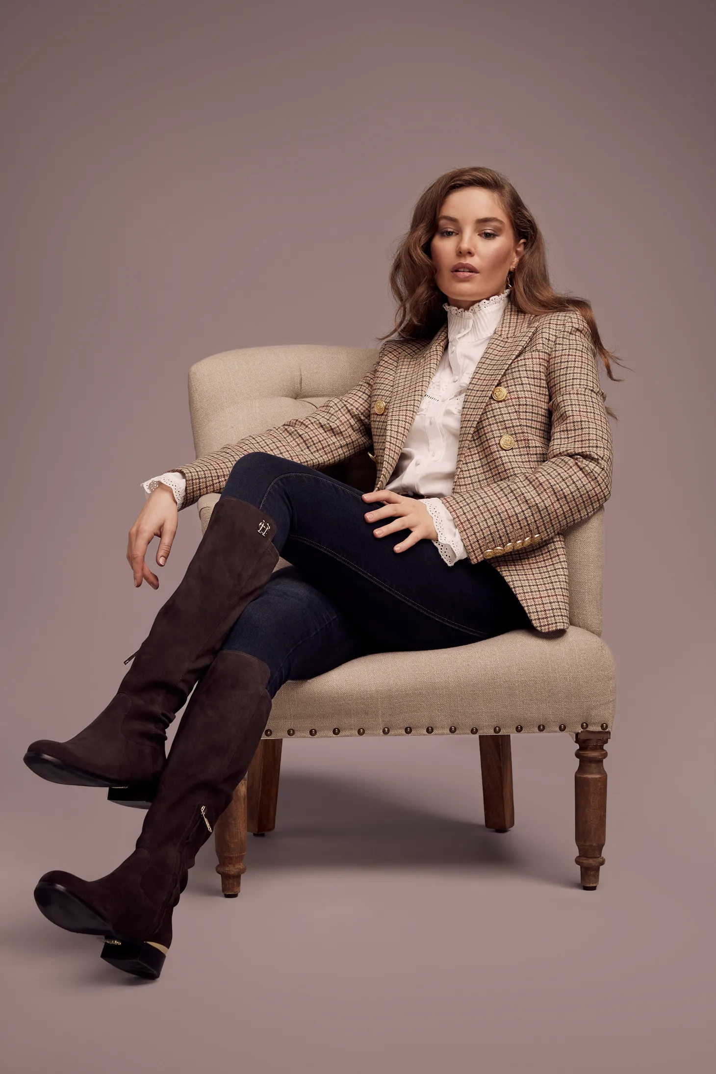 Albany Knee Boot (Chocolate Suede)