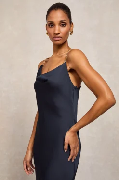 Aurora Satin Dress (Ink Navy)