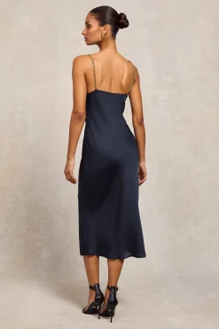 Aurora Satin Dress (Ink Navy)