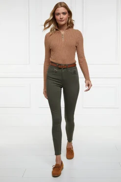 Ava Quarter Zip Knit (Dark Camel Marl)