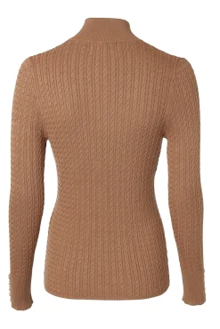 Ava Quarter Zip Knit (Dark Camel Marl)