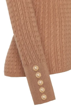 Ava Quarter Zip Knit (Dark Camel Marl)