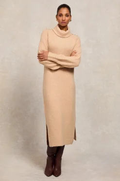 Berkeley Roll Neck Dress (Camel)