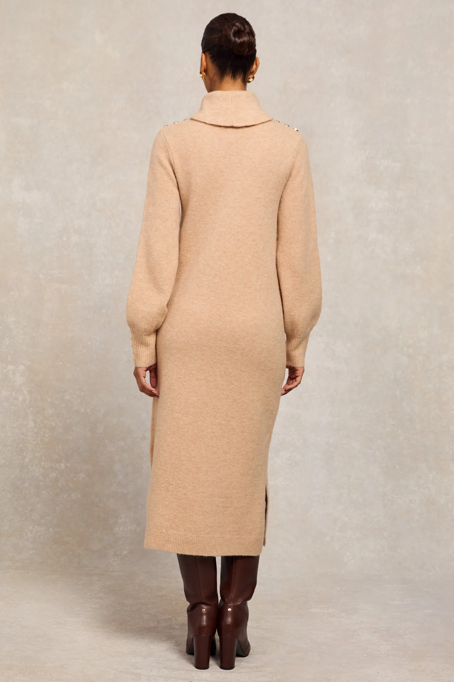Berkeley Roll Neck Dress (Camel)