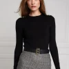 Buttoned Knit Crew Neck (Black)