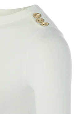 Buttoned Knit Crew Neck (Cream)