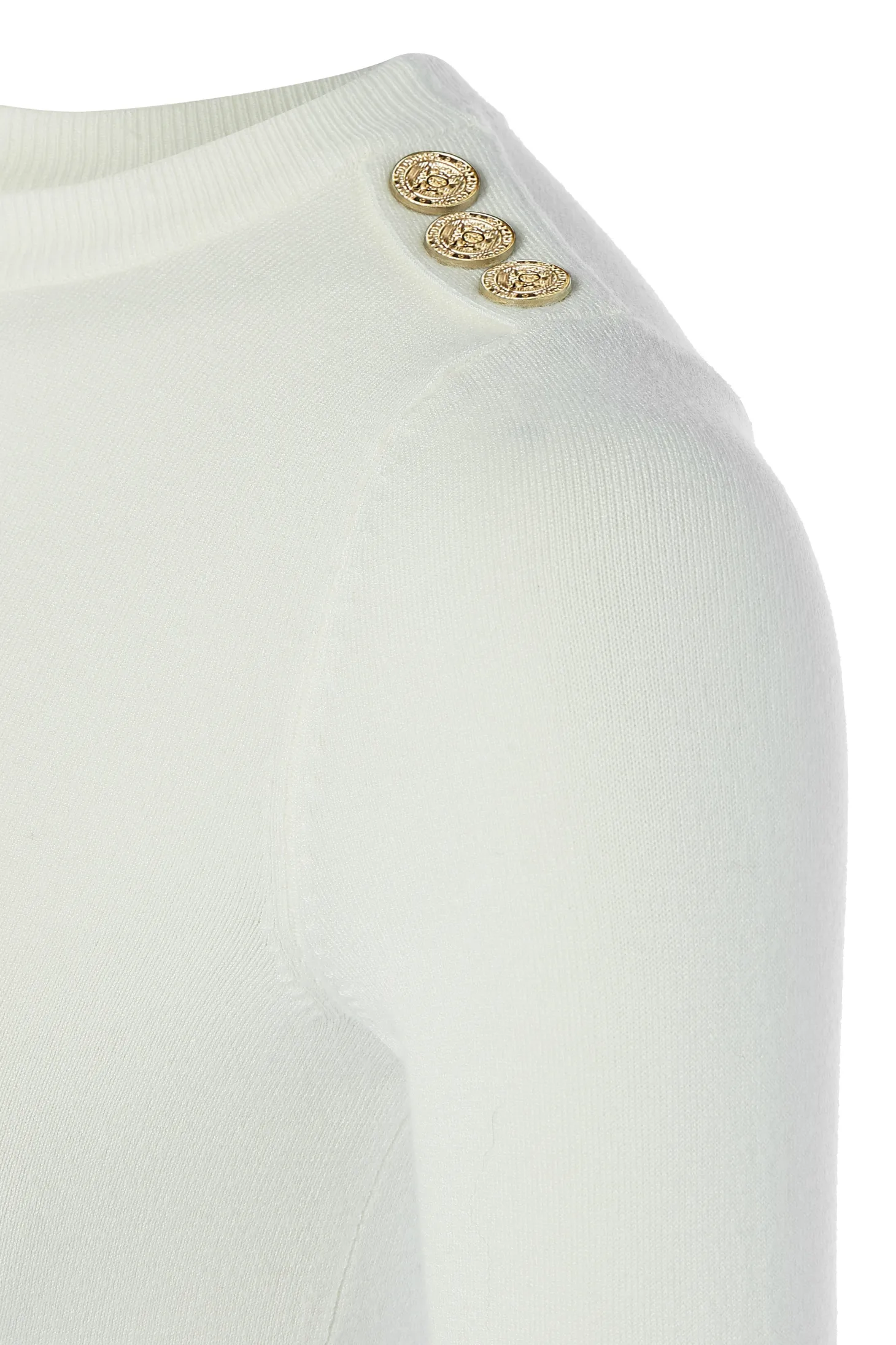 Buttoned Knit Crew Neck (Cream)