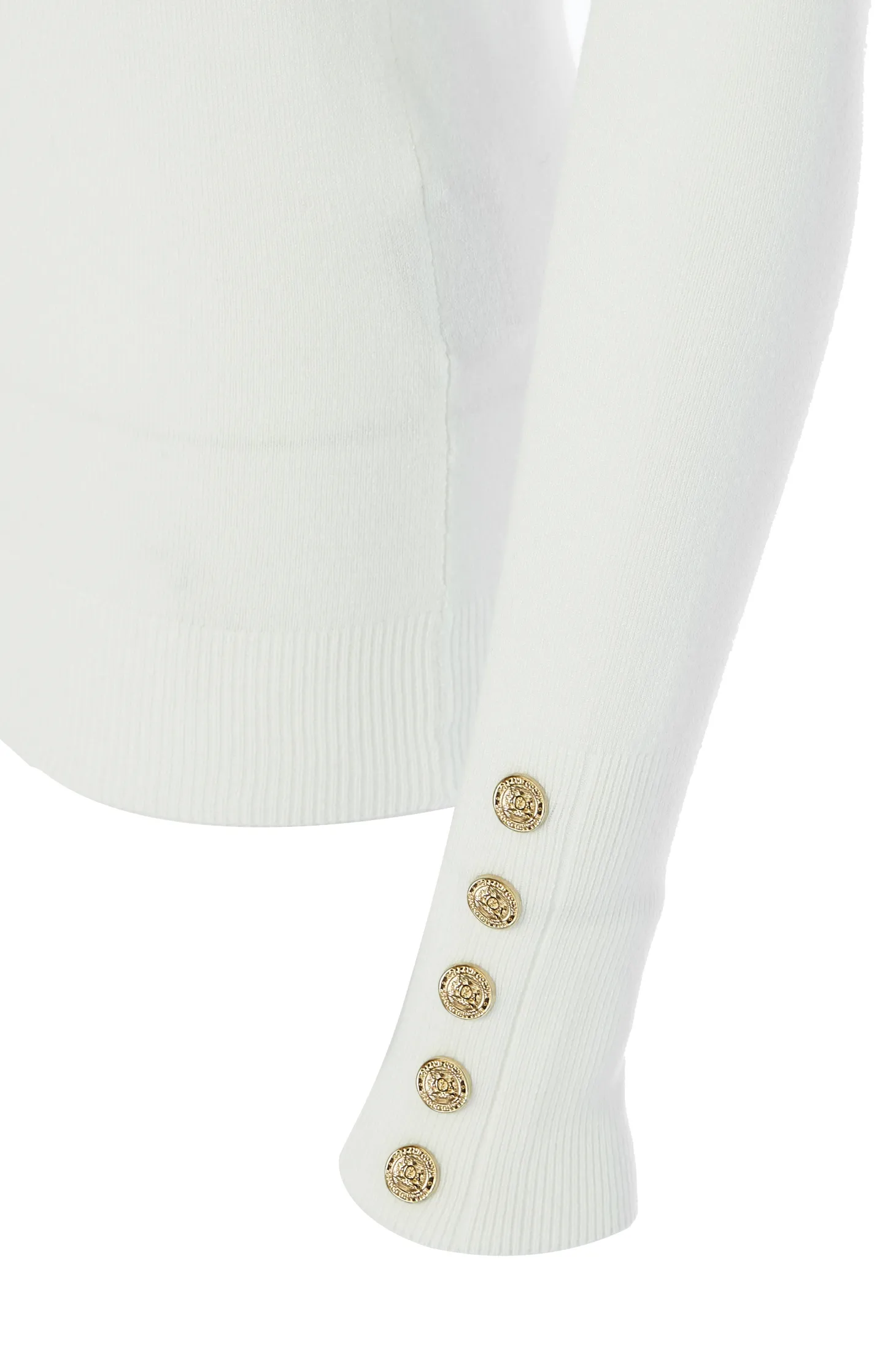 Buttoned Knit Crew Neck (Cream)