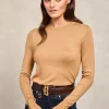 Buttoned Knit Crew Neck (Dark Camel)