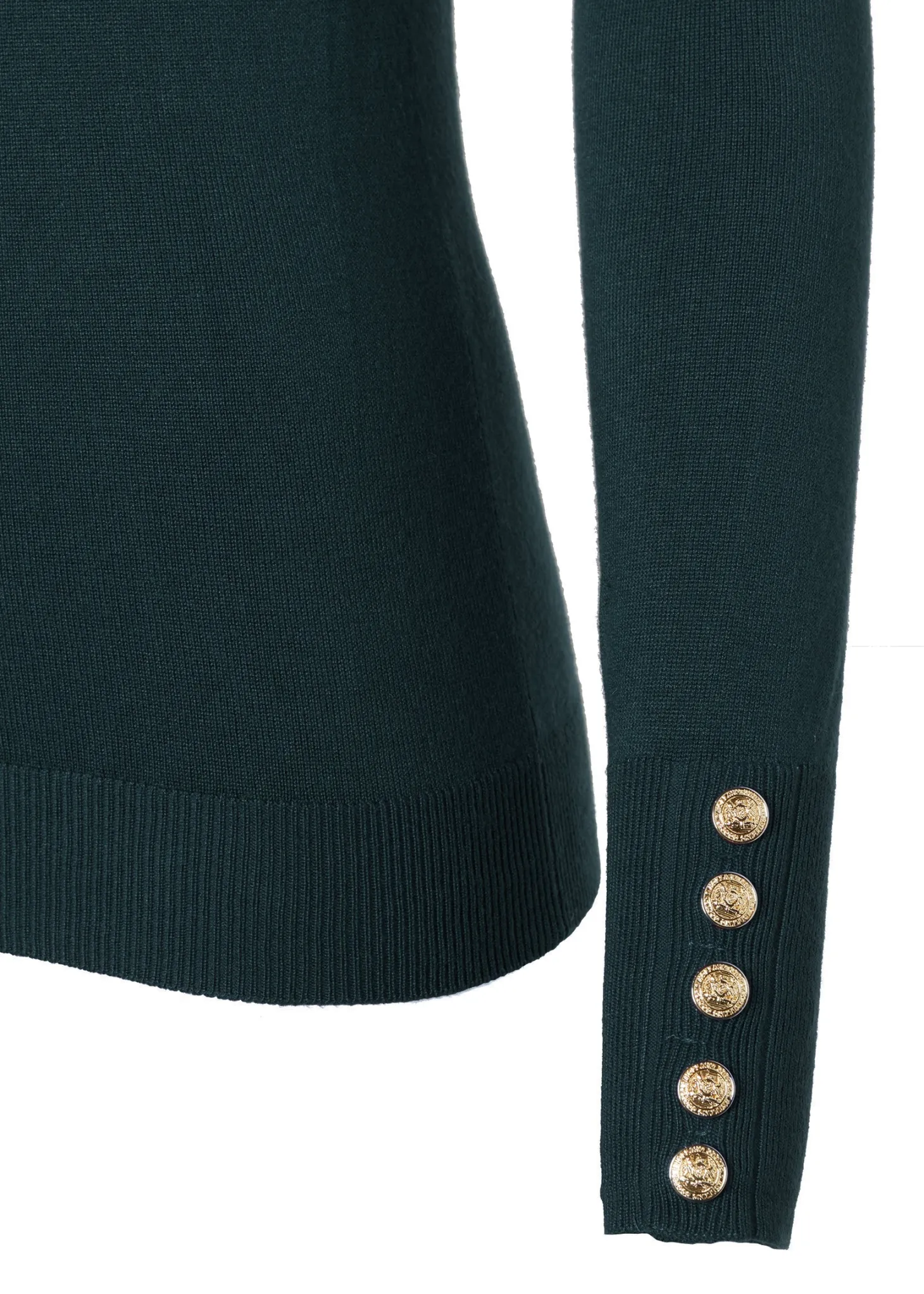 Buttoned Knit Crew Neck (Deep Emerald)