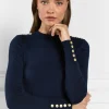 Buttoned Knit Crew Neck (Ink Navy)