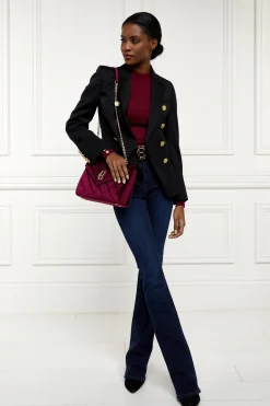Buttoned Knit Crew Neck (Wine)