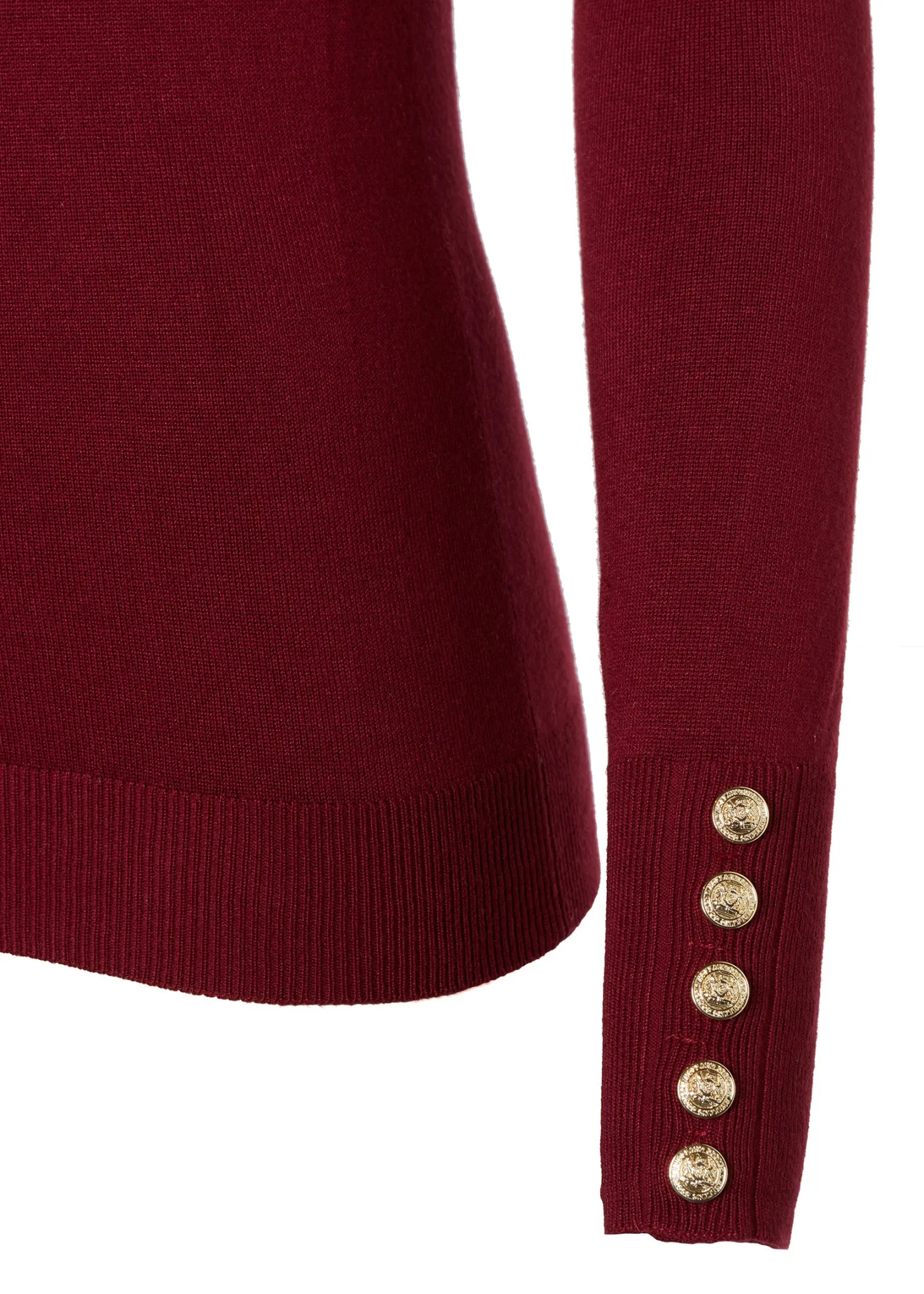 Buttoned Knit Crew Neck (Wine)