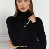 Buttoned Knit Roll Neck (Black)