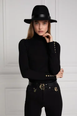 Buttoned Knit Roll Neck (Black)