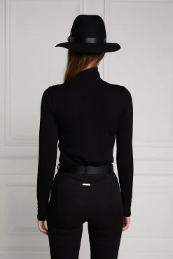 Buttoned Knit Roll Neck (Black)