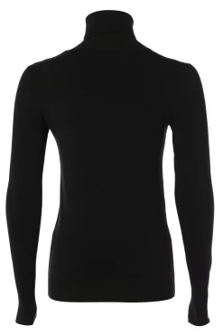 Buttoned Knit Roll Neck (Black)