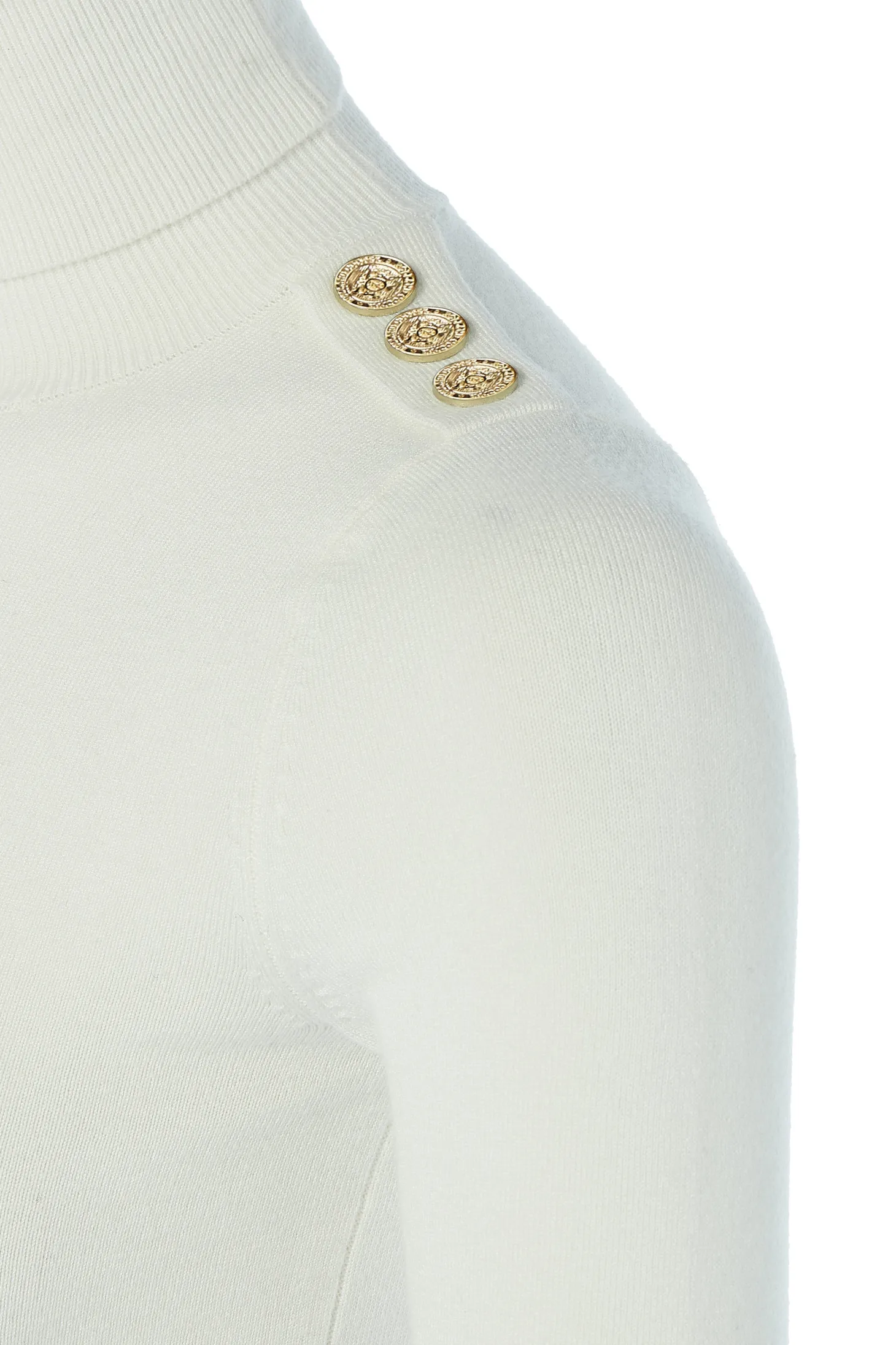 Buttoned Knit Roll Neck (Cream)