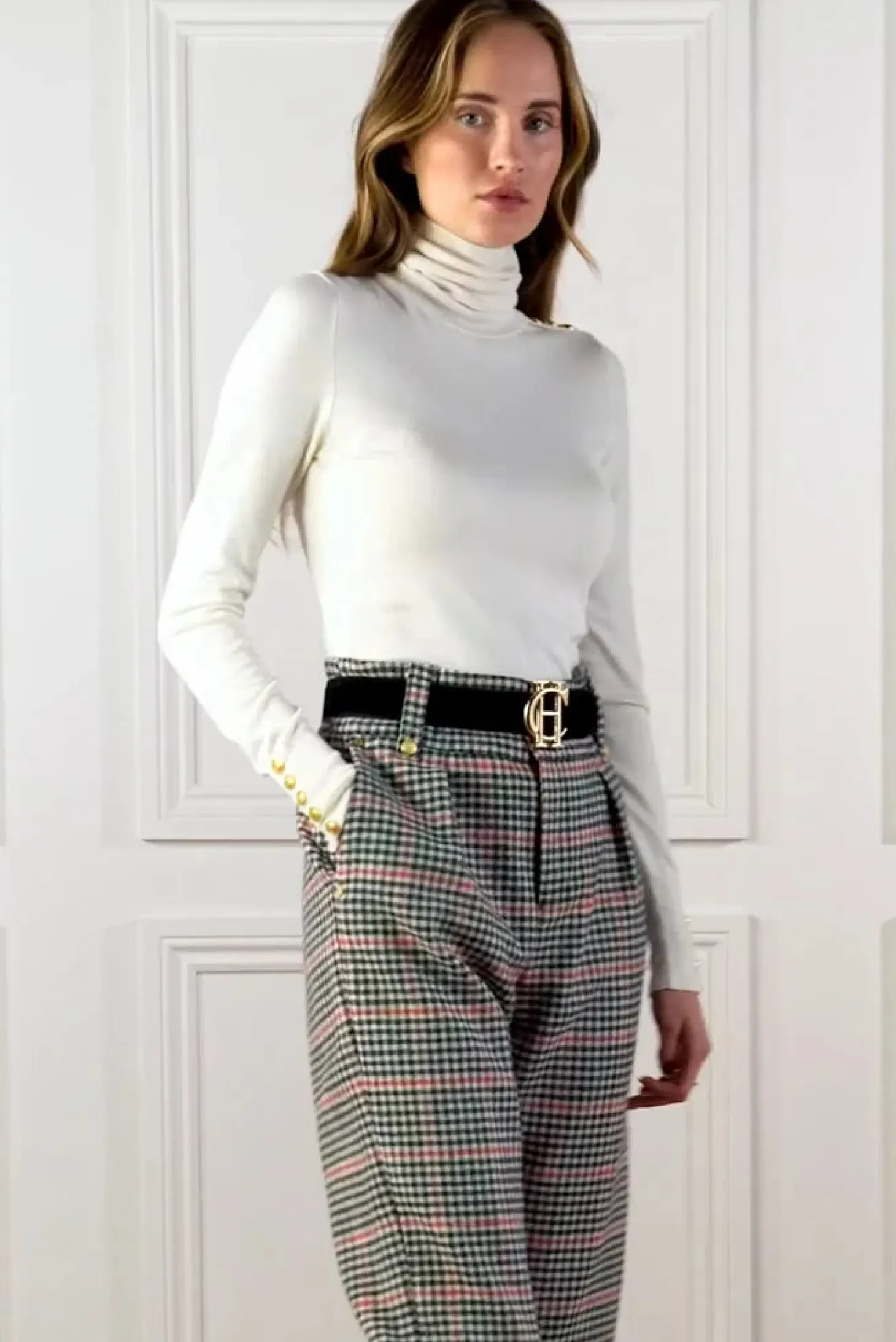 Buttoned Knit Roll Neck (Cream)