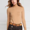 Buttoned Knit Roll Neck (Dark Camel)