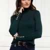 Buttoned Knit Roll Neck (Deep Emerald)