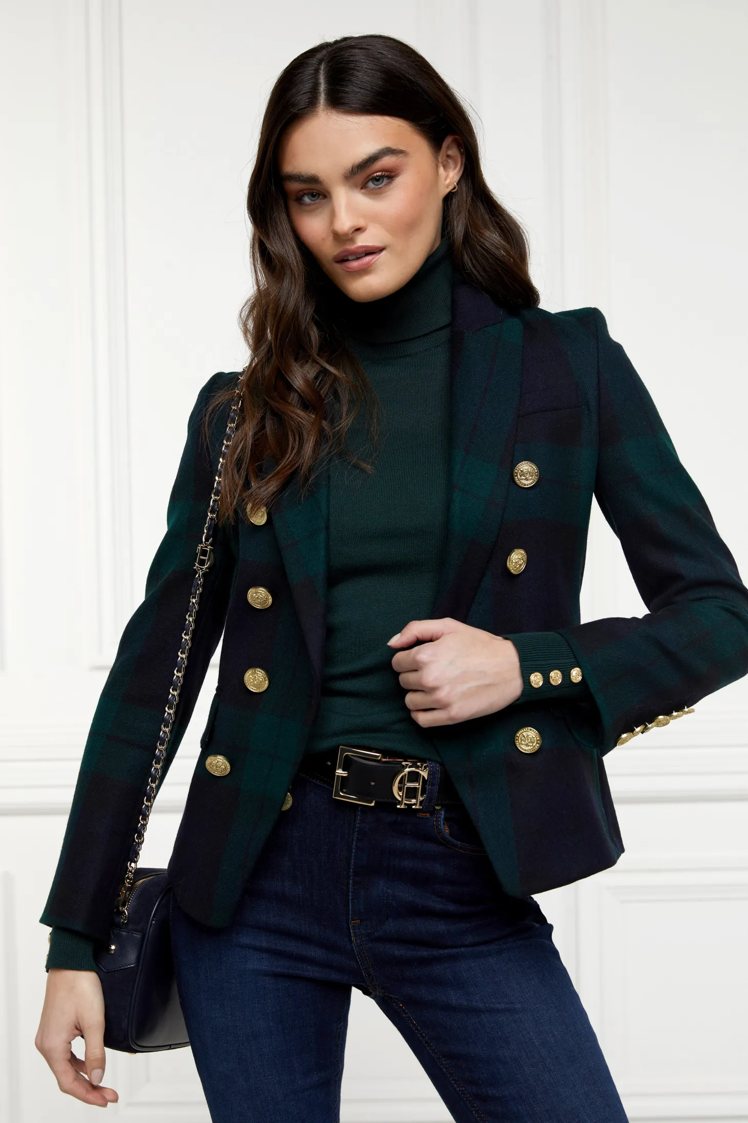Buttoned Knit Roll Neck (Deep Emerald)