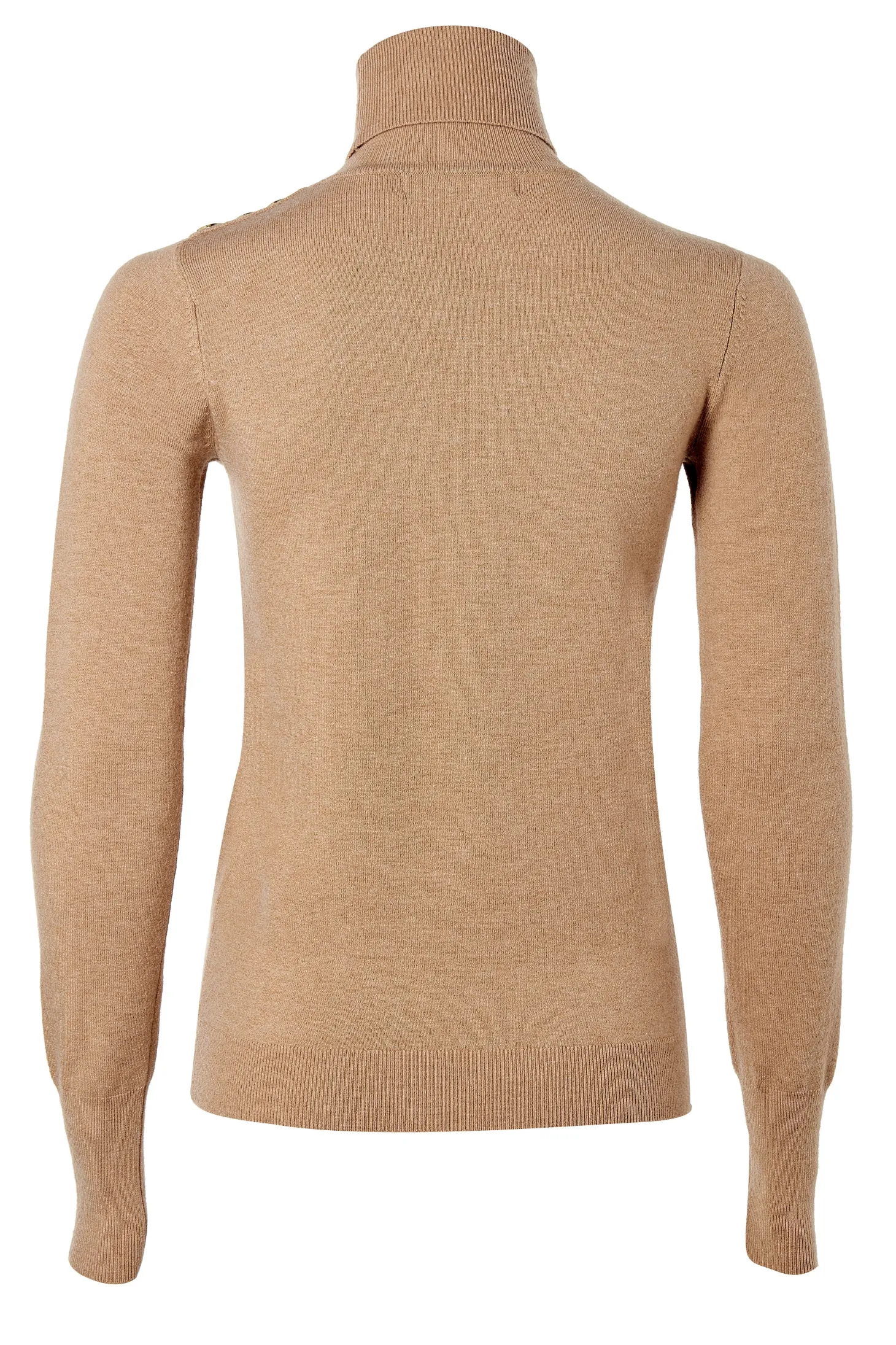 Buttoned Knit Roll Neck (Dark Camel)