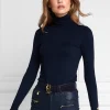 Buttoned Knit Roll Neck (Ink Navy)