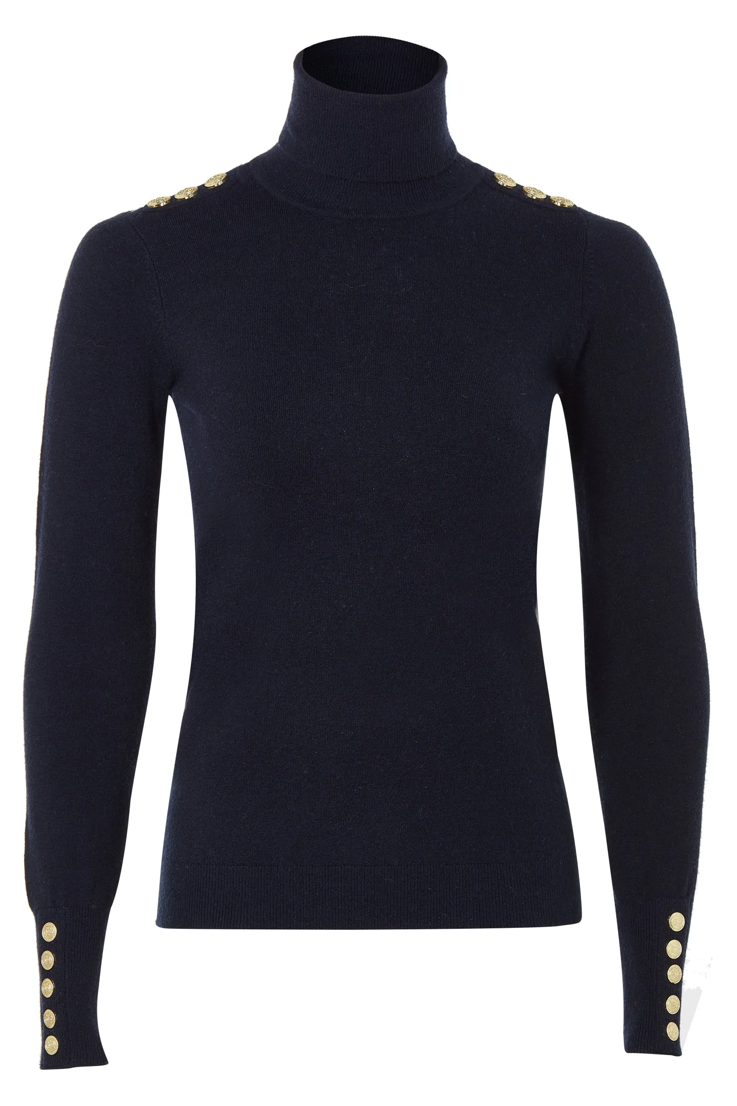 Buttoned Knit Roll Neck (Ink Navy)
