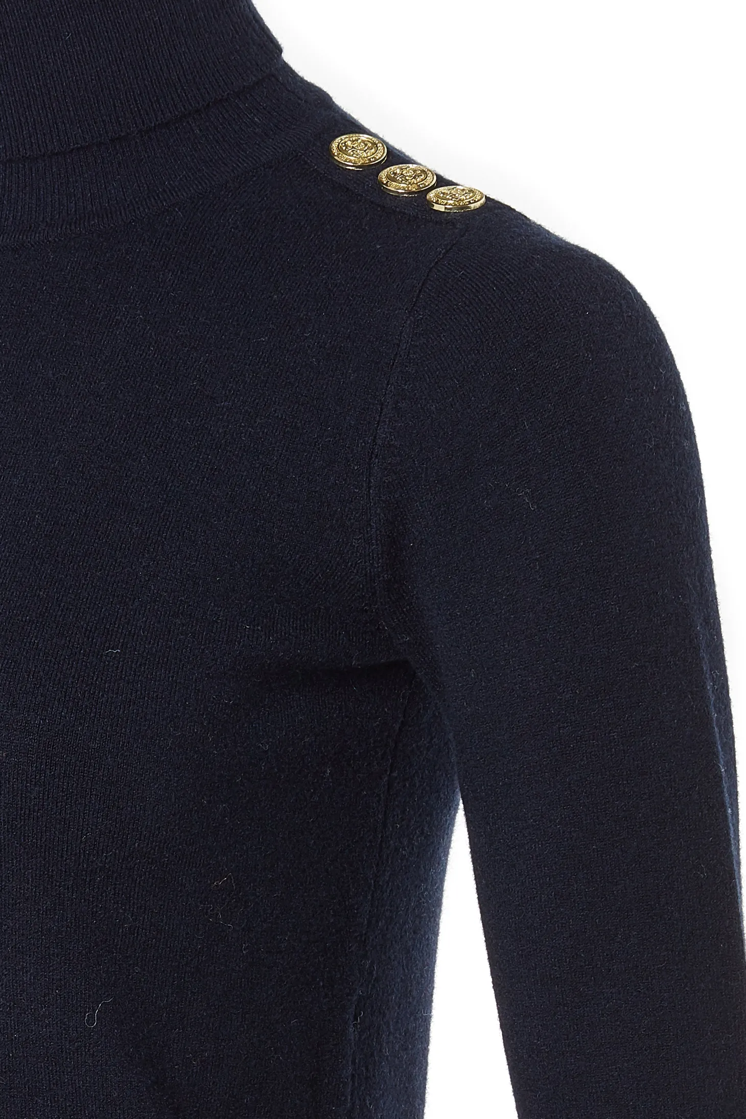 Buttoned Knit Roll Neck (Ink Navy)
