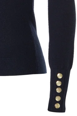 Buttoned Knit Roll Neck (Ink Navy)