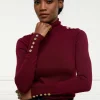 Buttoned Knit Roll Neck (Wine)