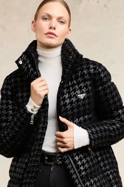 Camden Longline Coat (Mono Houndstooth)
