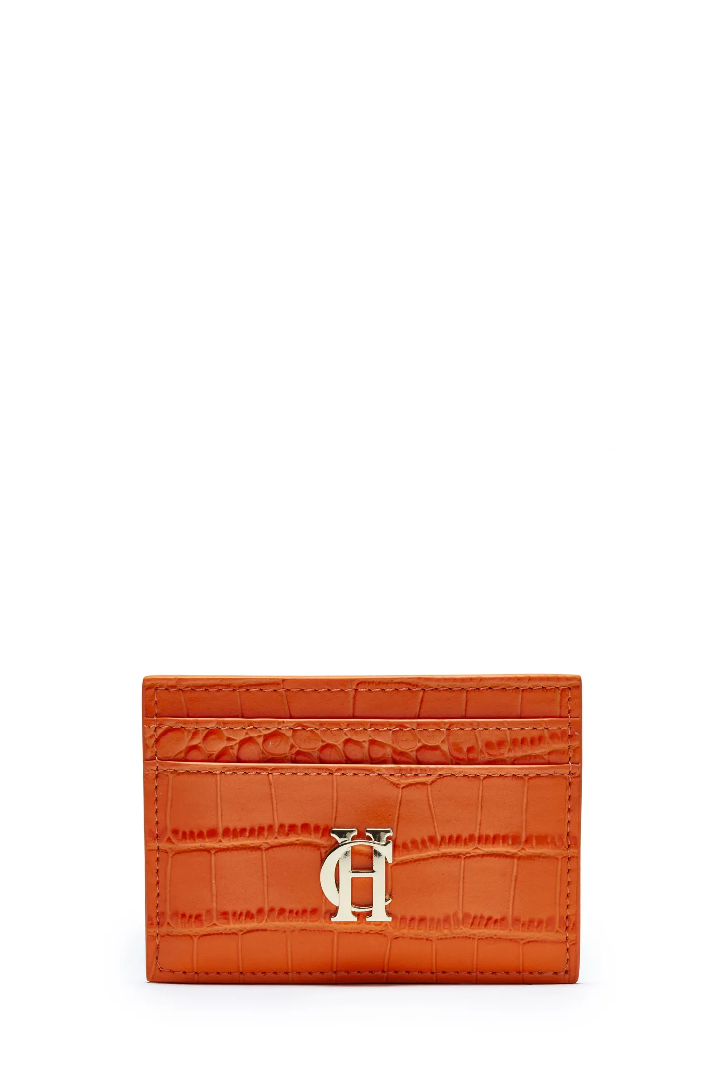 Chelsea Card Holder (Orange Croc)