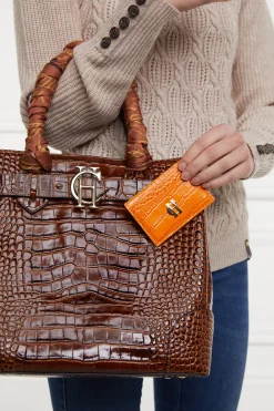 Chelsea Card Holder (Orange Croc)