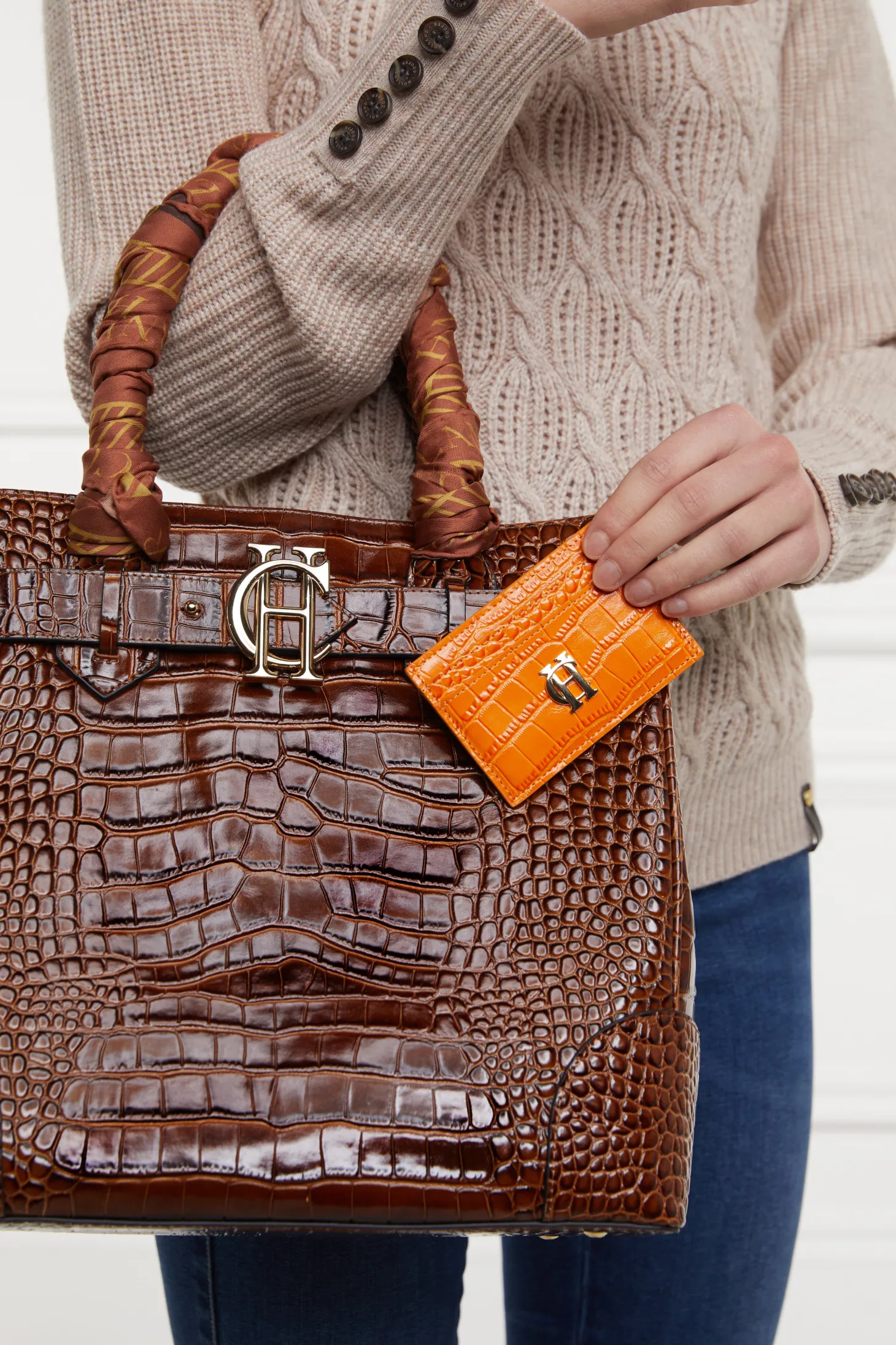 Chelsea Card Holder (Orange Croc)
