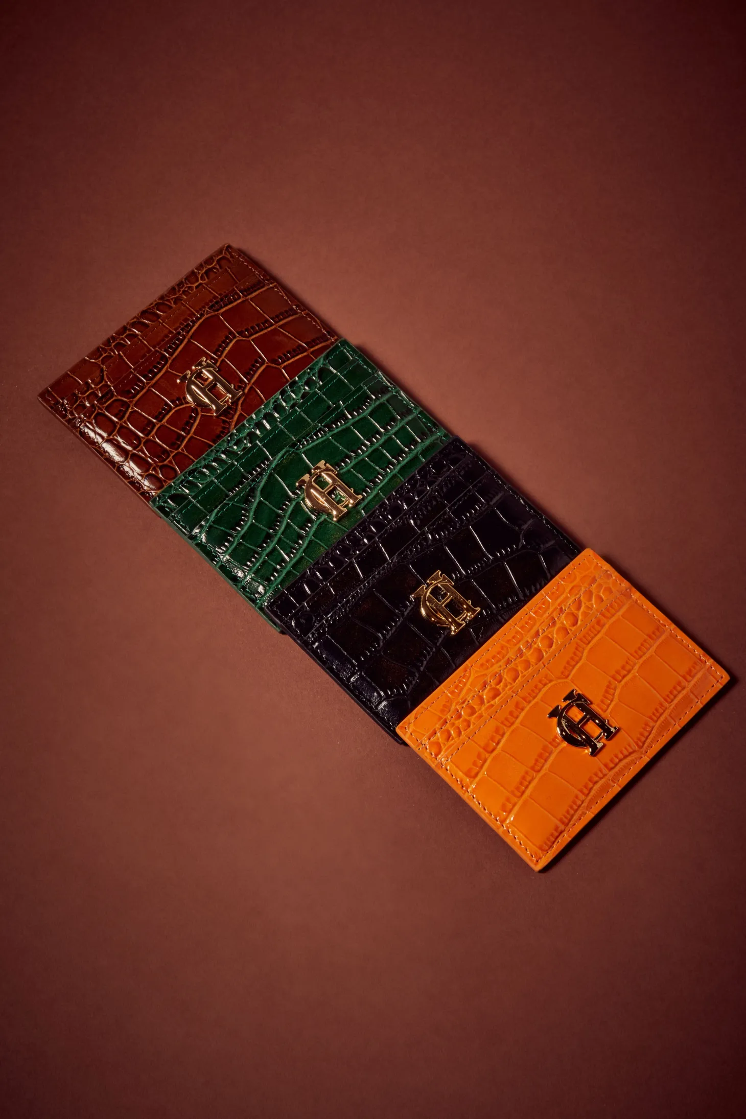 Chelsea Card Holder (Orange Croc)
