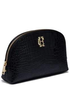 Chelsea Makeup Bag (Black Croc)