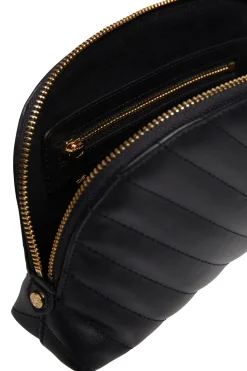 Chelsea Makeup Bag (Black Leather Quilt)
