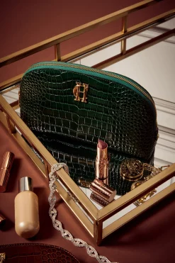 Chelsea Makeup Bag (Emerald Croc)
