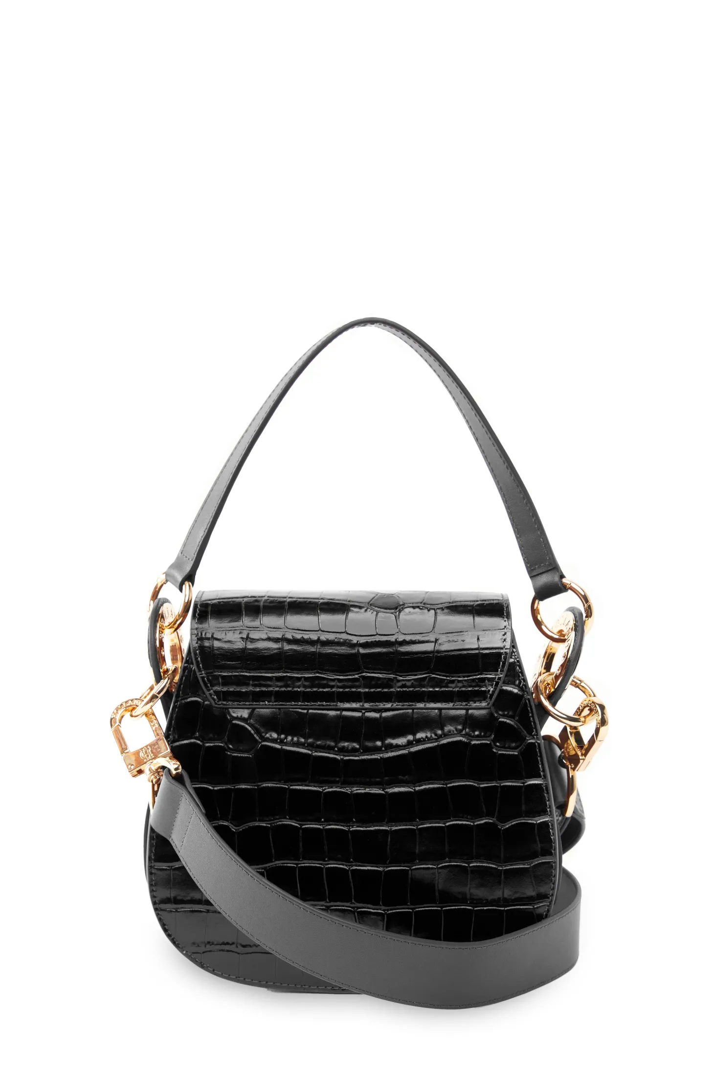 Chelsea Saddle Bag (Black Croc)