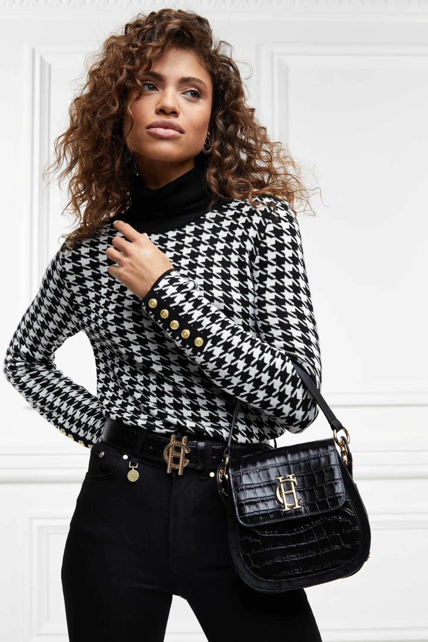 Chelsea Saddle Bag (Black Croc)