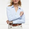 Classic V-Neck Blouse (Azure Stripe)