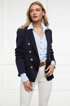 Classic V-Neck Blouse (Azure Stripe)