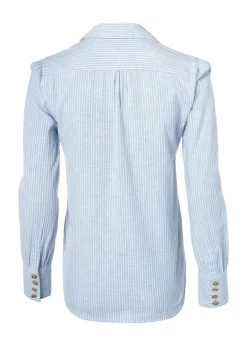 Classic V-Neck Blouse (Azure Stripe)