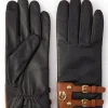 Contrast Leather Gloves (Black Tan)