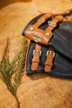 Contrast Leather Gloves (Black Tan)