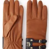 Contrast Leather Gloves (Tan Ink Navy)