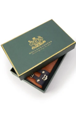 Contrast Leather Gloves (Tan Ink Navy)