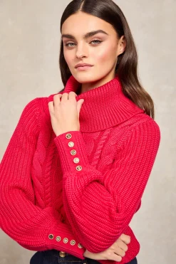 Corded Roll Neck Knit (Raspberry)